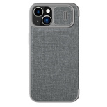 Nillkin Qin Cloth Pro Case Schutzhülle für iPhone 14 Plus, Kamera-Abdeckung, Holster-Abdeckung, Klapphülle, Grau