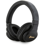 Guess Leather Tone On Tone Script Bluetooth 4G Over-Ear Headphones - Black