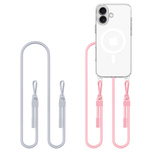 Etui Tech-Protect Flexair Chain MagSafe na iPhone 16 - przezroczyste  + 2 smycze (różowa i szara)