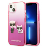 Karl Lagerfeld Gradient Ikonik Karl&amp;Choupette Case for iPhone 13 mini - Pink