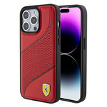 Ferrari Perforated Waves Metal Logo case for iPhone 15 Pro Max - red