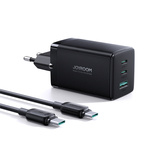 Joyroom fast GaN charger 65W USB-A, 2x USB-C black + USB-C - USB-C cable 100W 1.2m (TCG01)