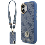 Guess 4G Strass Logo &amp; Big Strap Metal Buttons MagSafe Case für iPhone 17 - Blau