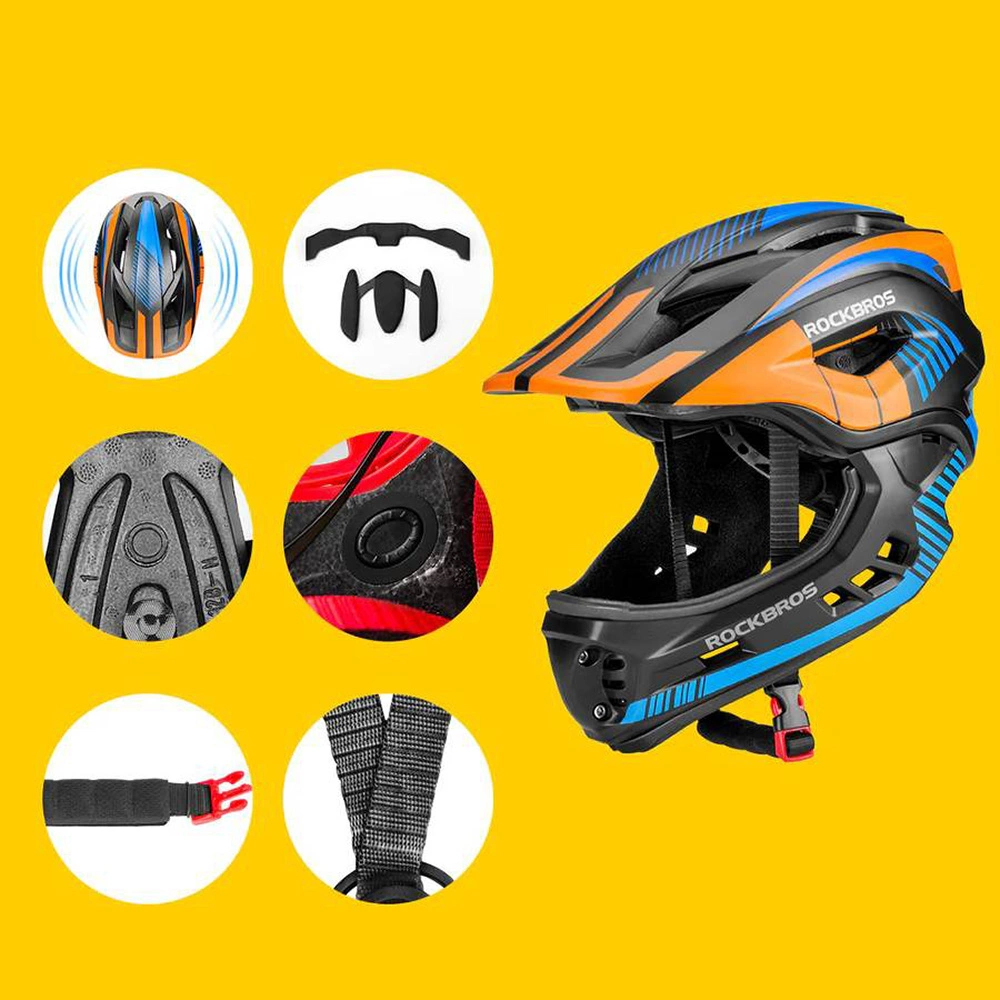 Components of the Rockbros TT-32SOBL-M children's bicycle helmet