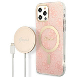 Set Guess GUBPP12MH4EACSP Case+ Charger iPhone 12/12 Pro pink/pink hard case 4G Print MagSafe