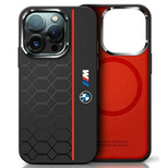 Etui BMW Silicone Hexagon Red Line MagSafe na iPhone 16 Pro Max - czarne