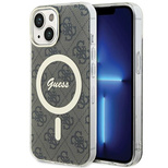 Etui Guess IML 4G MagSafe na iPhone 15 Plus - brązowe
