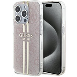 Guess IML 4G Gold Stripe case for iPhone 14 Pro Max - pink