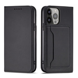 Magnetkartenhülle für iPhone 13 Pro Tasche Kartenetui Kartenhalter Schwarz