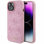 Guess GUHCP15SP4EPMP iPhone 15 6,1&quot; rosa/rosa Hardcase Leder 4G gestempelt