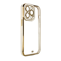 Fashion Case etui do iPhone 13 Pro żelowy pokrowiec ze złotą ramką biały
