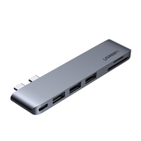 Багатофункціональний концентратор Ugreen 2x USB Type C до 3x USB 3.0 / TF / SD / USB Type C для MacBook Pro / повітряно-сірий (CM251 60560)