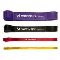 Набір довгих ремінців для вправ Wozinsky з 4-х браслетів для кроссфіту (WRB4IN1)
